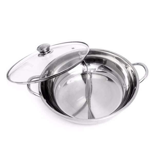 Nồi Lẩu Hot Pot 2 Ngăn Inox-Nôi Lẩu Size Lớn 30cm-Nồi Lẩu 2 Ngăn Dầy Dặn Nấu Dược Bếp Từ Cao Cấp