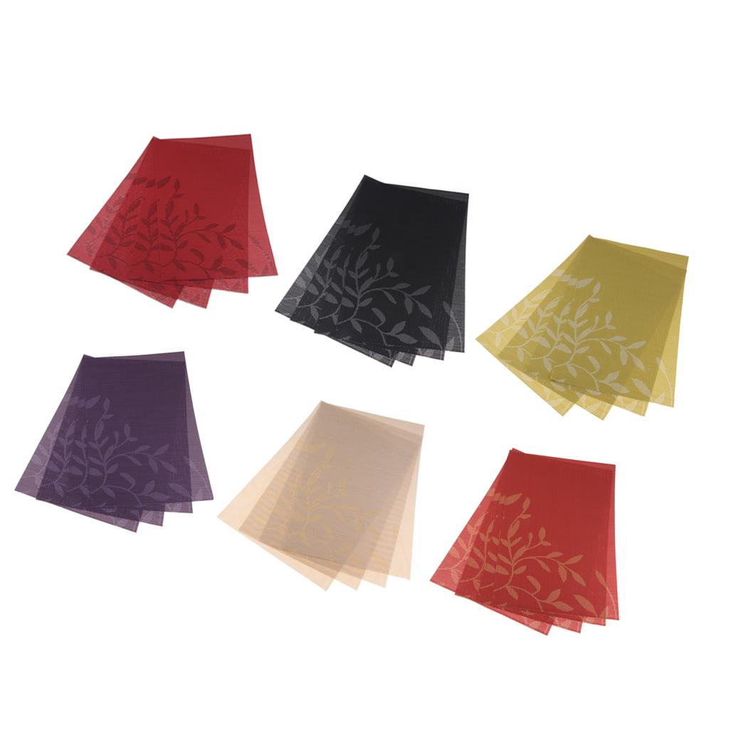 4pcs Rectangle PVC Place Mat Table Pad Dishware Coasters Dining Room Red
