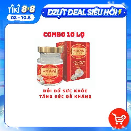 Combo 10 lọ Yến sào cao cấp win'sNest tổ yến chưng sẵn đường phèn 20% (70 ml/ lọ) phù hợp cho mọi đối tượng (kèm túi xách)