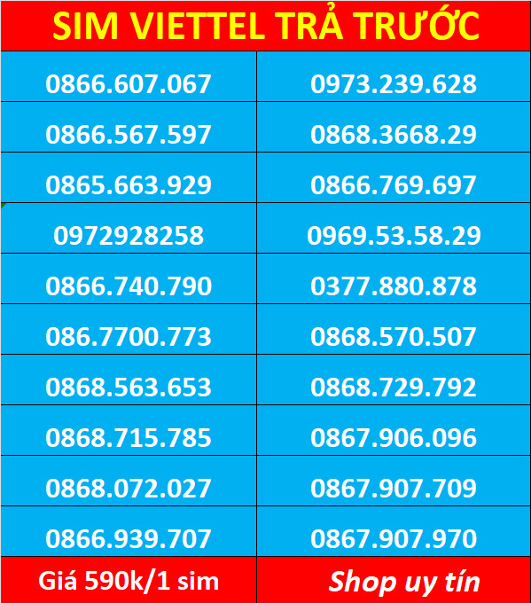 Sim viettel số đẹp - Hàng chính hãng
