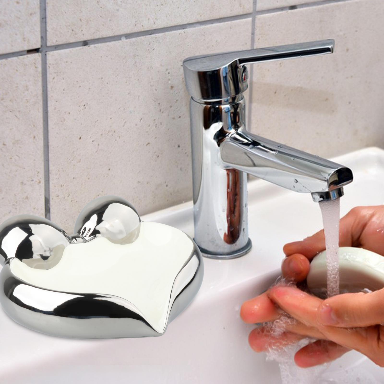 Ceramic Soap Dish Self Draining Soap Holder Soap Box for Bathroom Countertop