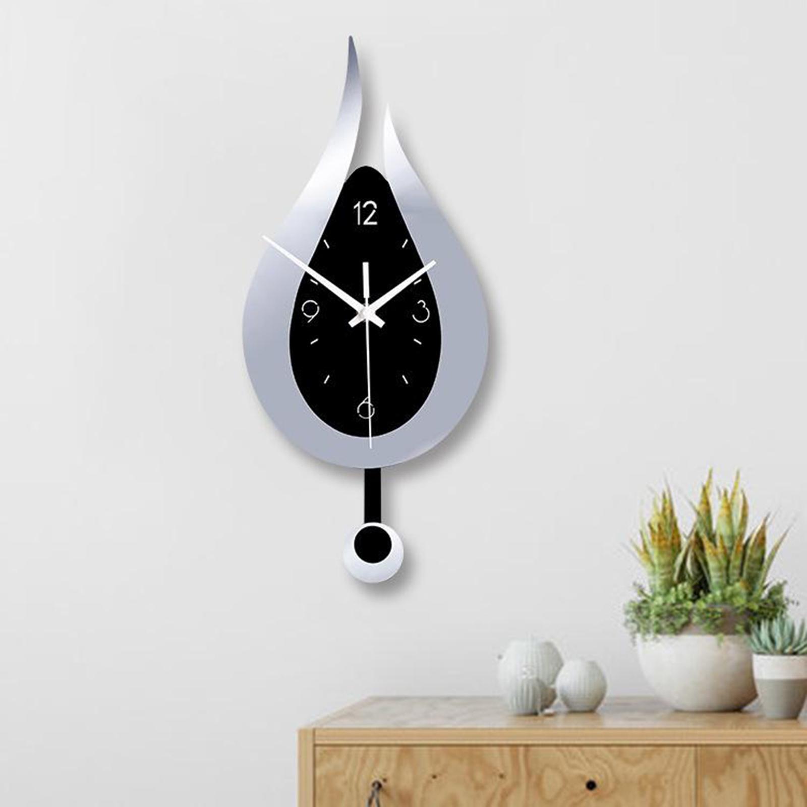 2PCS Modern Pendulum Kitchen Wall Clocks Battery Operated Decorative Clocks