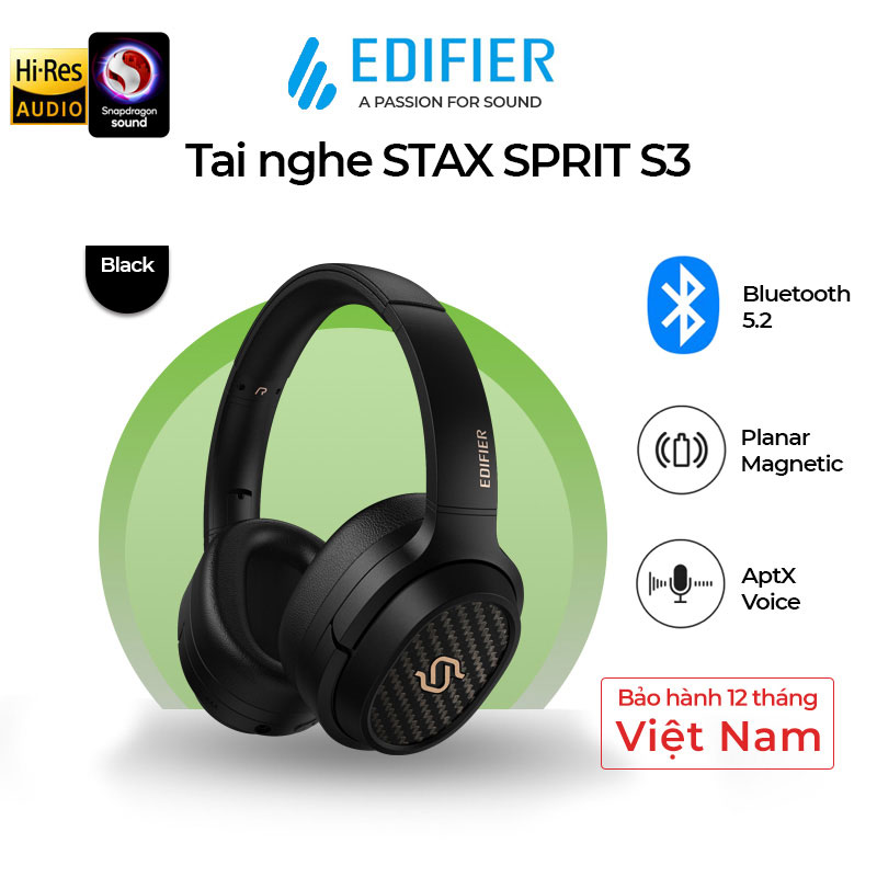 Tai nghe Bluetooth 5.2 EDIFIER S3 STAX SPIRIT Chụp tai Planar Magnetic Snapdragon Sound Hires Audio - Hàng chính hãng