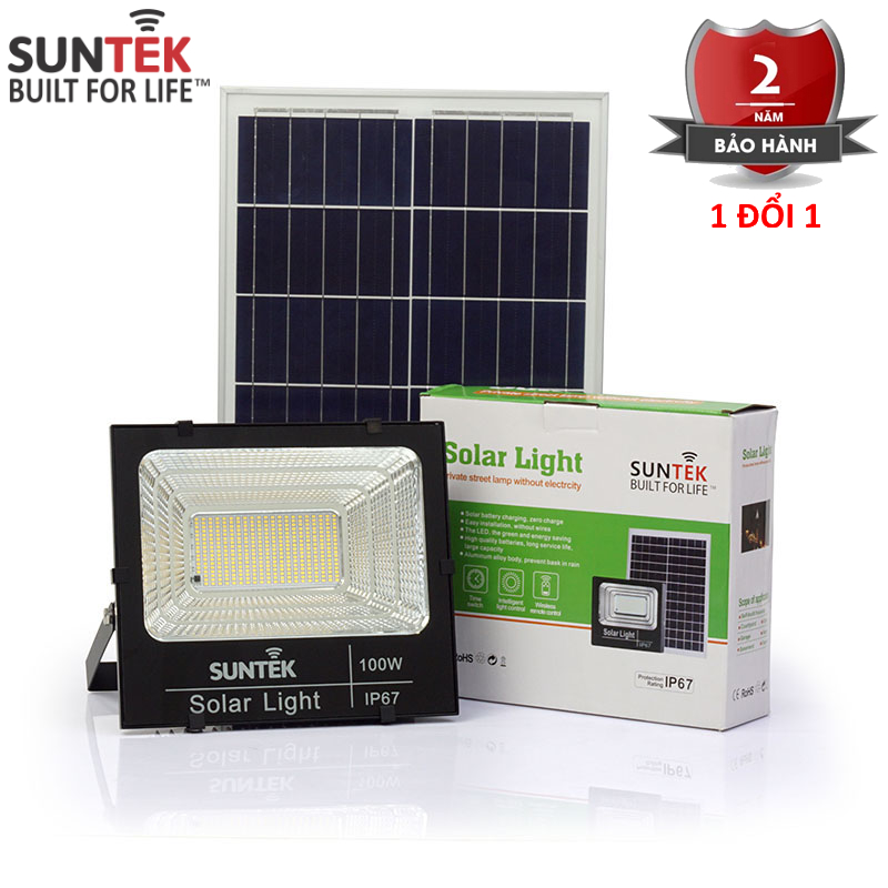 Đèn Pha Năng Lượng Mặt Trời SUNTEK LED Solar Light 100W - Hàng Chính Hãng