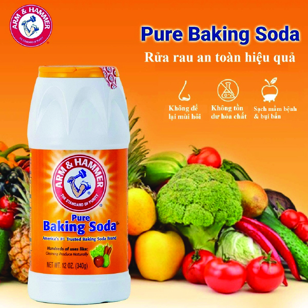 Combo 2 Baking Soda: Muối Nổi Khử Mùi 340g, Muối Nổi Tẩy Rửa Đa Năng 227g