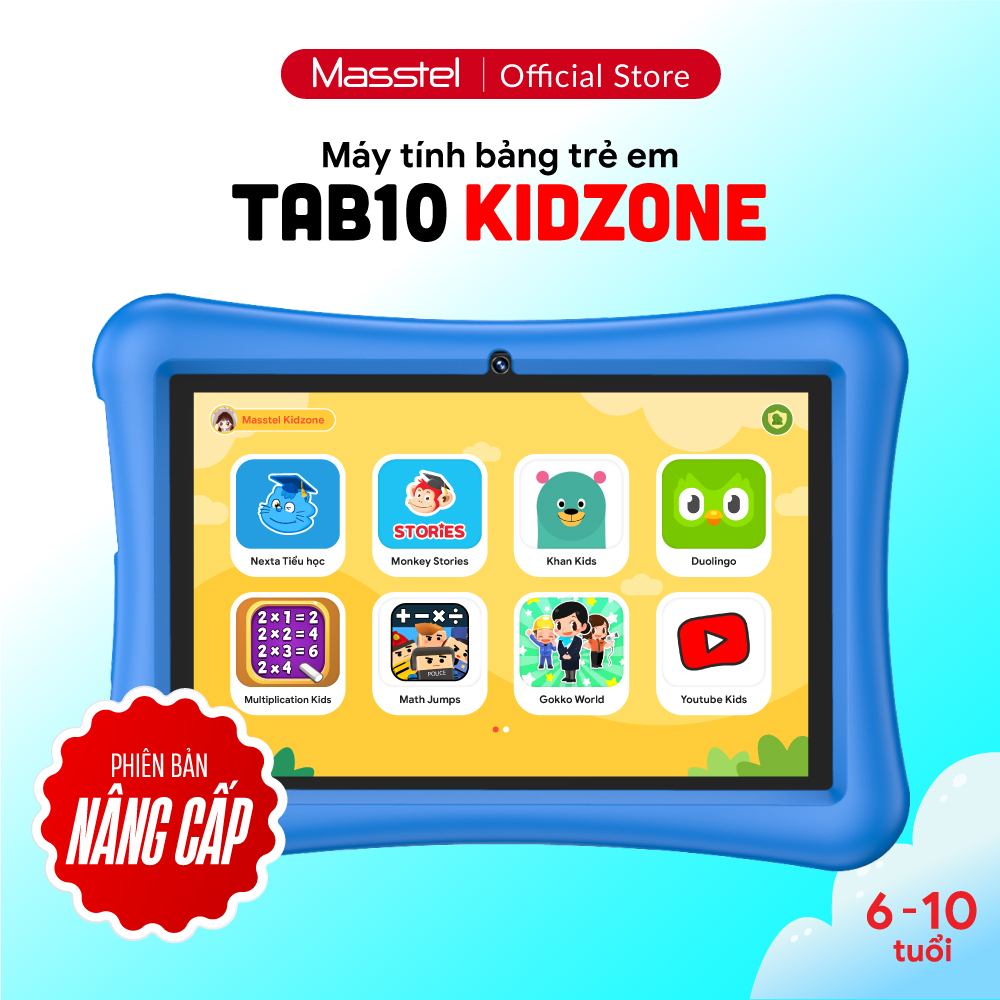 Máy tính bảng Masstel Kidzone dành cho bé - quản lý thời gian cho bé - bé học tốt, hiệu quả cao - 1 đổi 1 trong 100 ngày - Hàng chính hãng