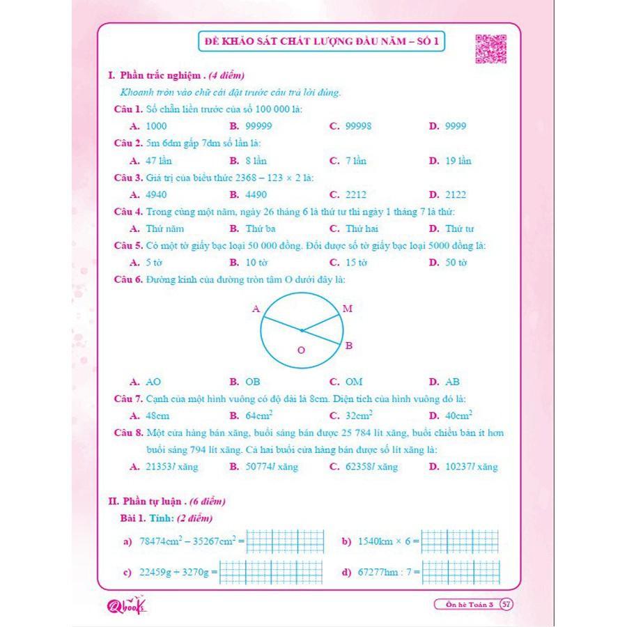 Ôn Tập Hè Toán 3 - Dành cho học sinh lớp 3 lên lớp 4 ( 1 cuốn)