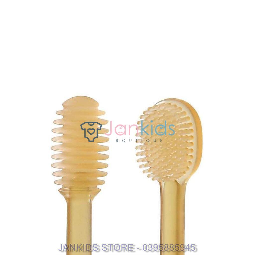 Set bàn chải, rơ lưỡi silicon siêu mềm cho bé 0-18 tháng
