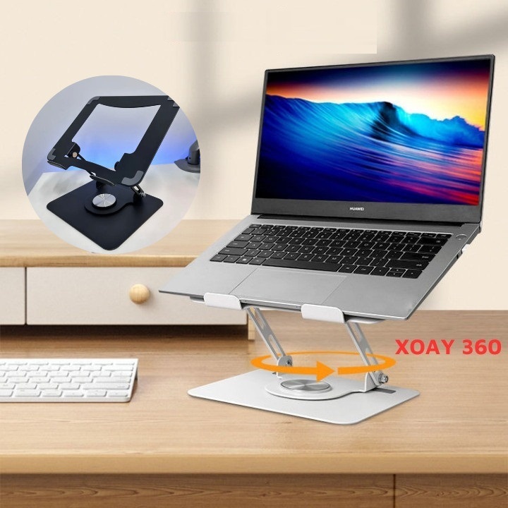 Giá đỡ máy tính laptop Vinetteam A1 chất liệu hợp kim nhôm cao cấp xoay 360 độ chống mỏi cổ vai gáy giá đỡ tản nhiệt cho laptop - hàng chính hãng