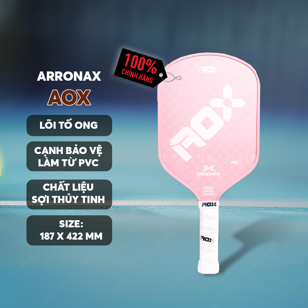 Vợt Pickleball Cao Cấp Arronax AOX -  Hồng- Sợi Thủy Tinh Lõi Tổ Ong - Nhẹ, Kiểm Soát Tốt, Tạo Xoáy Tốt