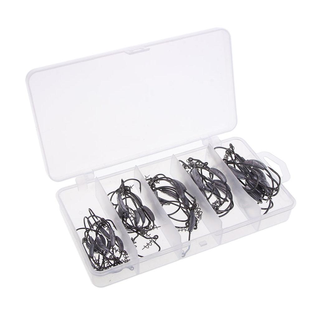 50pcs Weighted Superline Spring Hooks Jig Head Fishing Hook for Soft Lures