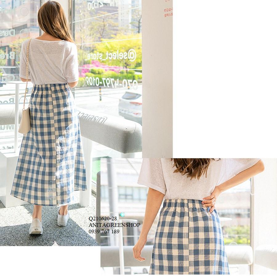 Q210620 CHÂN VÁY CARO CHỮ A