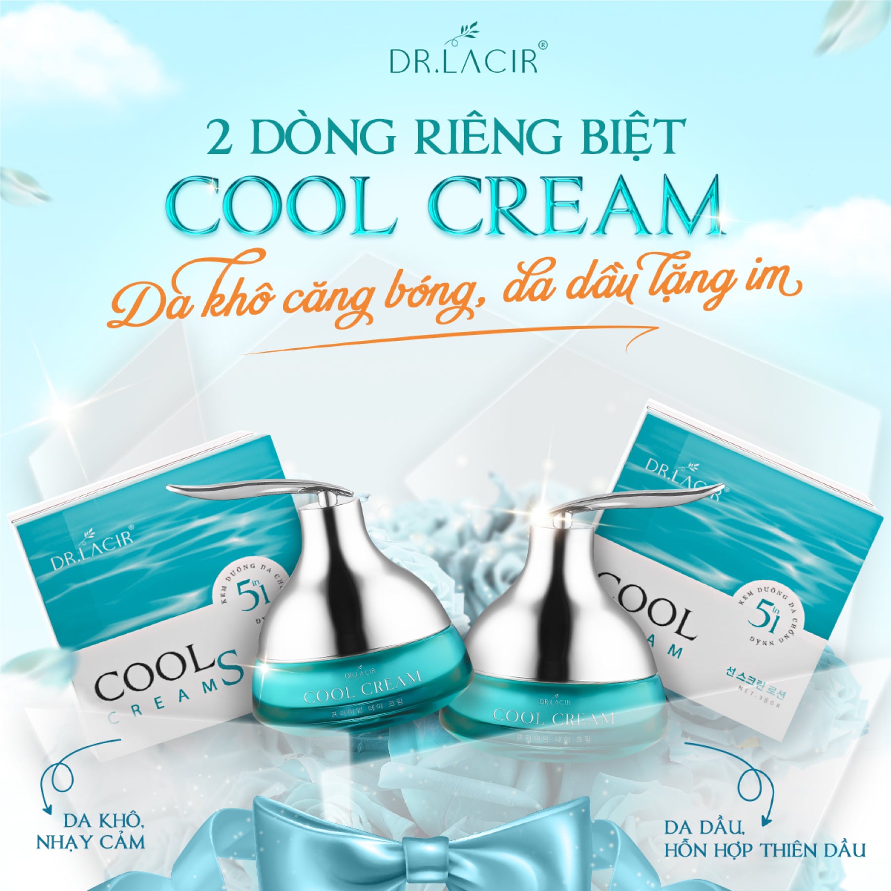 Kem Chống Nắng Vật Lý Dr Lacir - Cool Cream Kem Chống Nắng Dưỡng Da Ban Ngày (Chính Hãng Dr.Lacir)