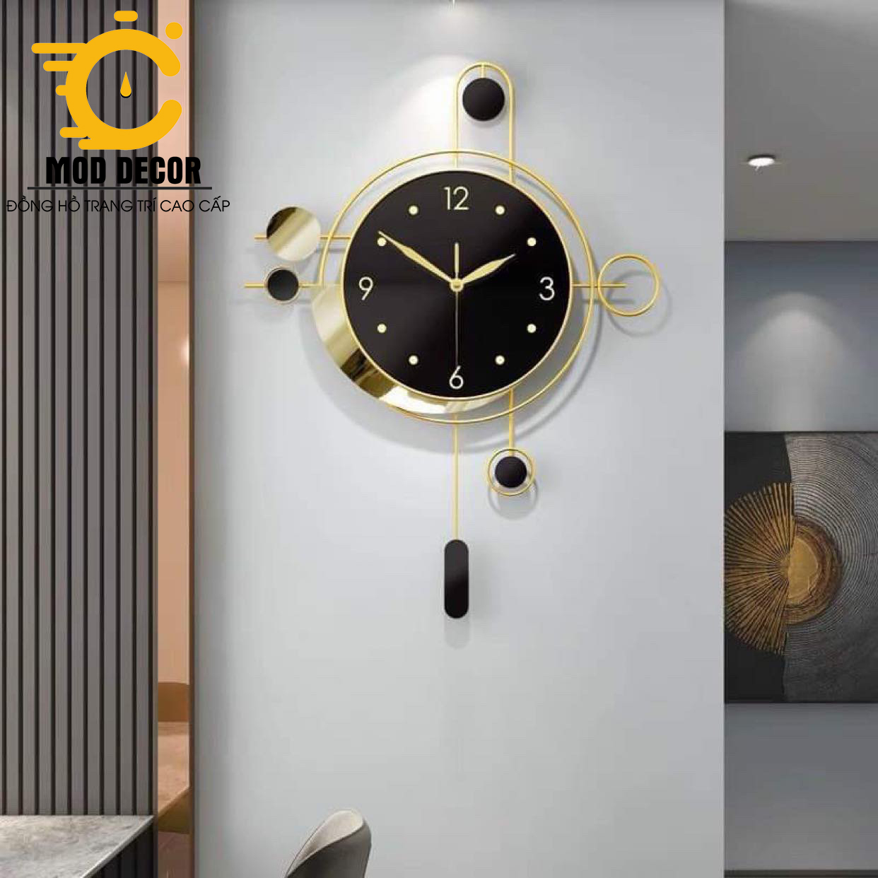 Đồng hồ treo tường kim trôi quả lắc 2173 cho phòng khách đẹp