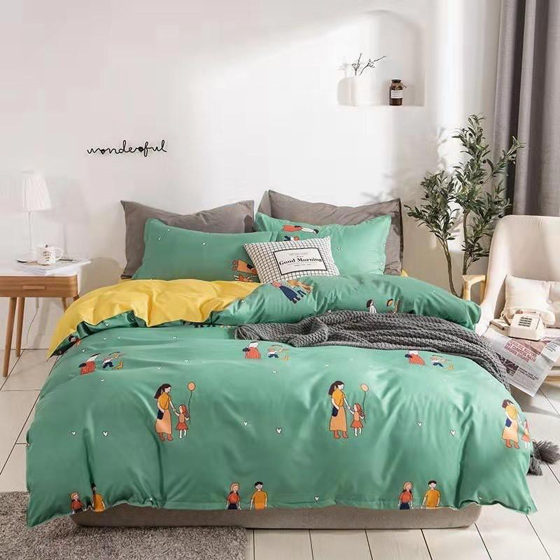 Chăn Ga Gối Đệm -Sét Chăn Ga Gối Đời Sống Xanh PolyCotton Punpu3051