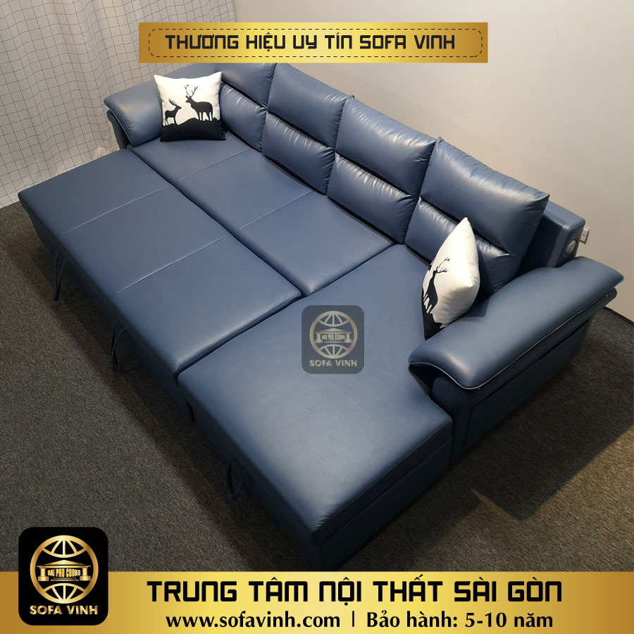 Bộ ghế sofa phòng khách có ngăn chứa đồ thông minh, bảo hành 5-10 năm, thương hiệu 20 năm SOFAVINH mã PC136, Sản xuất may đo theo yêu cầu, Giường sofa bọc da cao cấp, Bàn ghế sofa cao cấp nội thất