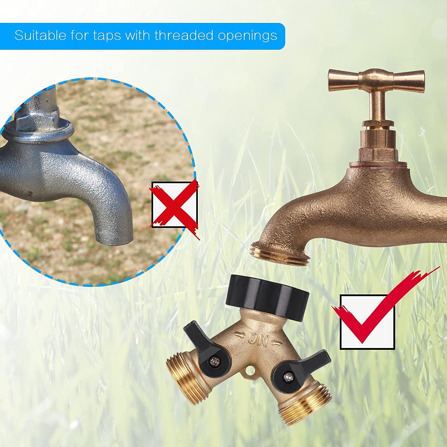 Vòi máy giặt đôi, Bộ chia vòi vườn bằng đồng thau, Đầu nối chữ Y, 3/4 inch để kết nối 2 thiết bị, Vòi đầu ra đôi cho vòi vườn, Bộ chuyển đổi vòi