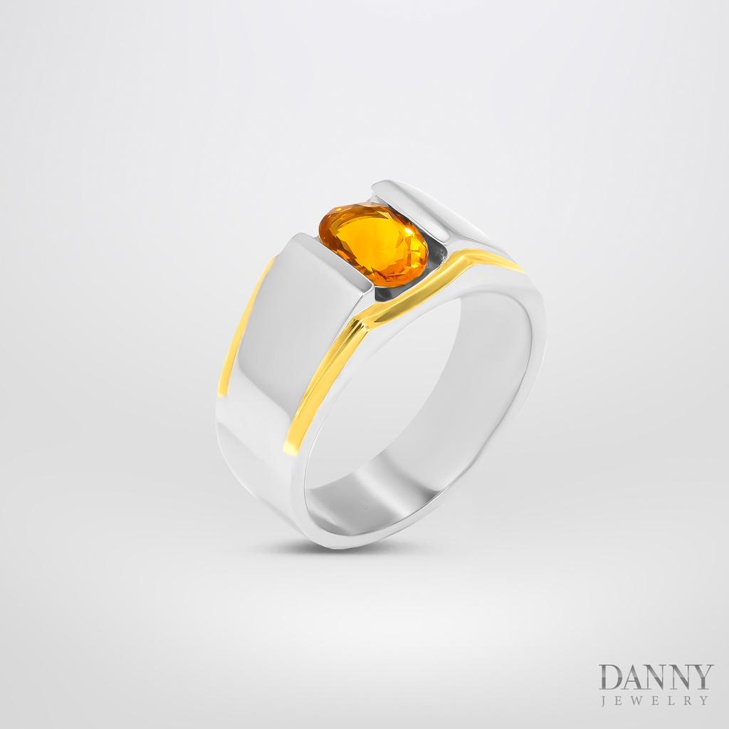 Nhẫn Nam Danny Jewelry Bạc 925 Đá Citrine/Zircon Viền Vàng Xi Rhodium HNN002