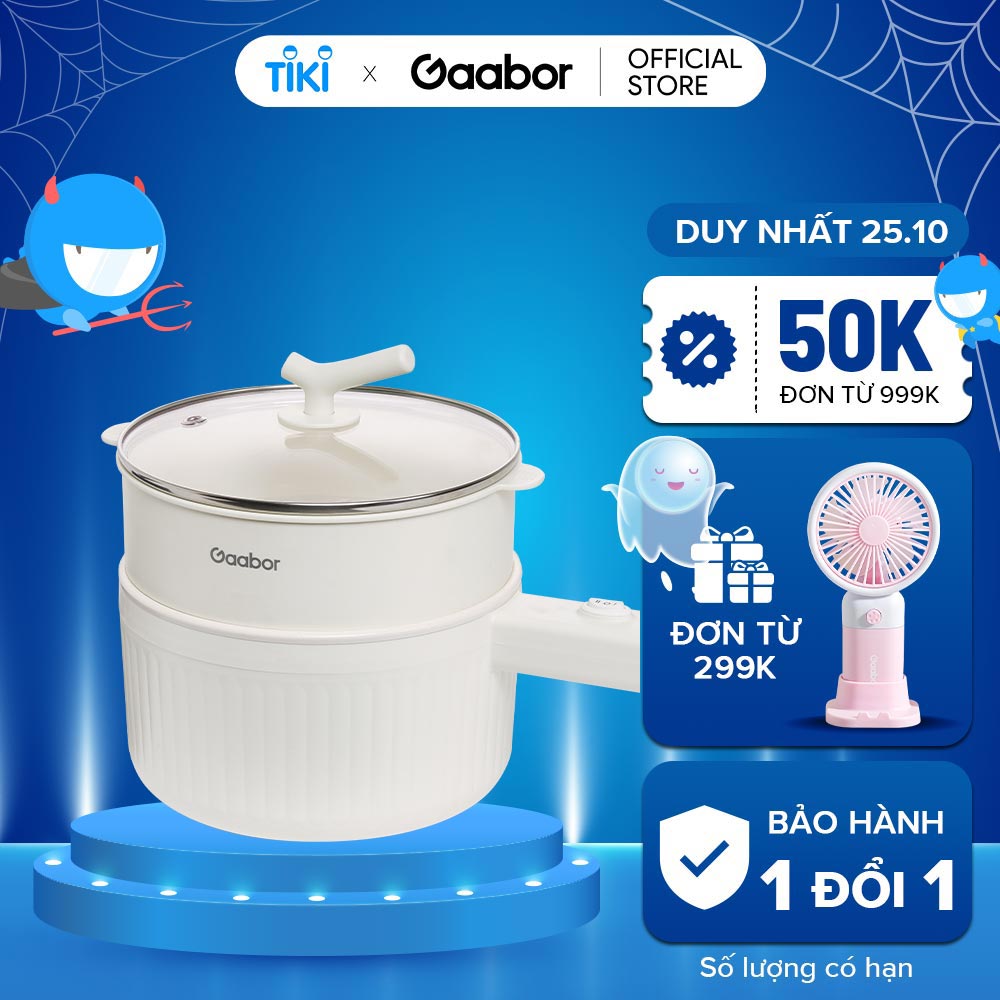 Nồi điện đa năng dung tích 2L GAABOR GR-N20A vân đá chống dính kèm xửng hấp, công suất 600W - Hàng chính hãng