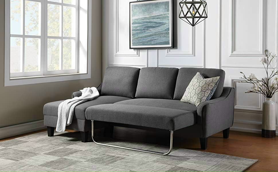 Sofa vải góc L bed giường Tundo xuất khẩu màu xám 203 x 130c m