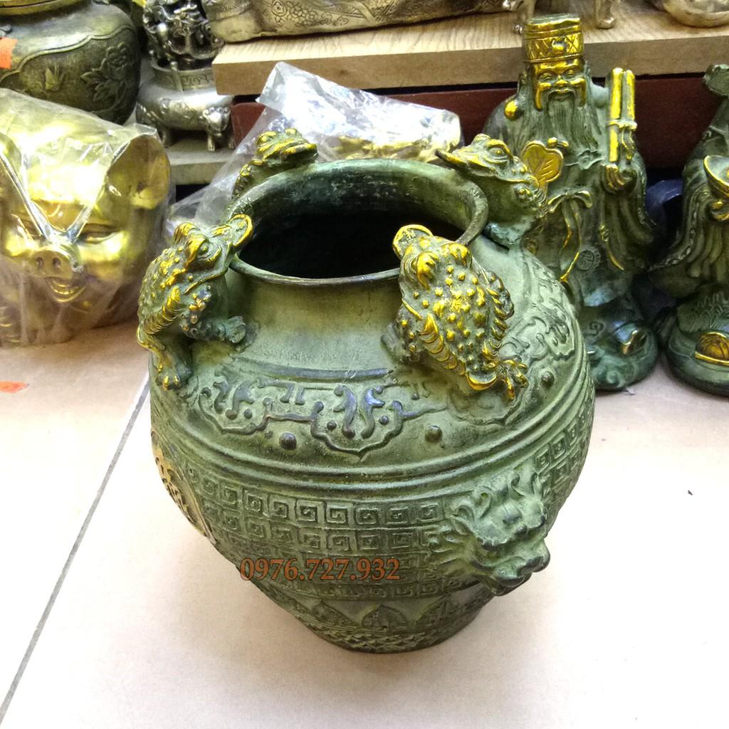 Hũ tiền thiềm thừ bằng đồng, vật phẩm phong thủy chiêu tài, hũ chiêu tài cỡ lớn, giá hũ 4 cóc, bán hũ 4 cóc, bán hũ