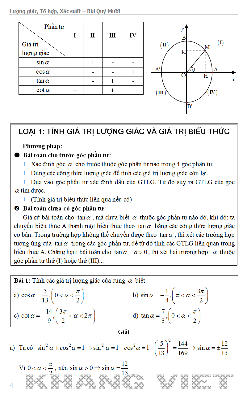 Phân Tích Tìm Ra Lời Giải Bằng Tư Duy Và Suy Luận Lượng Giác Tổ Hợp Xác Suất - KV