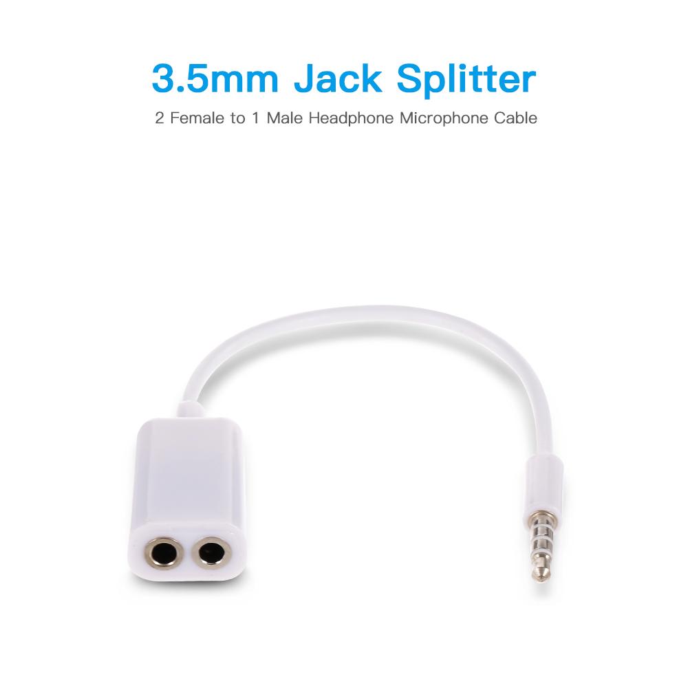 3.5mm Jack Splitter 2 Female to 1 Male Headphone Microphone Cable Adapter Stereo Audio Plug