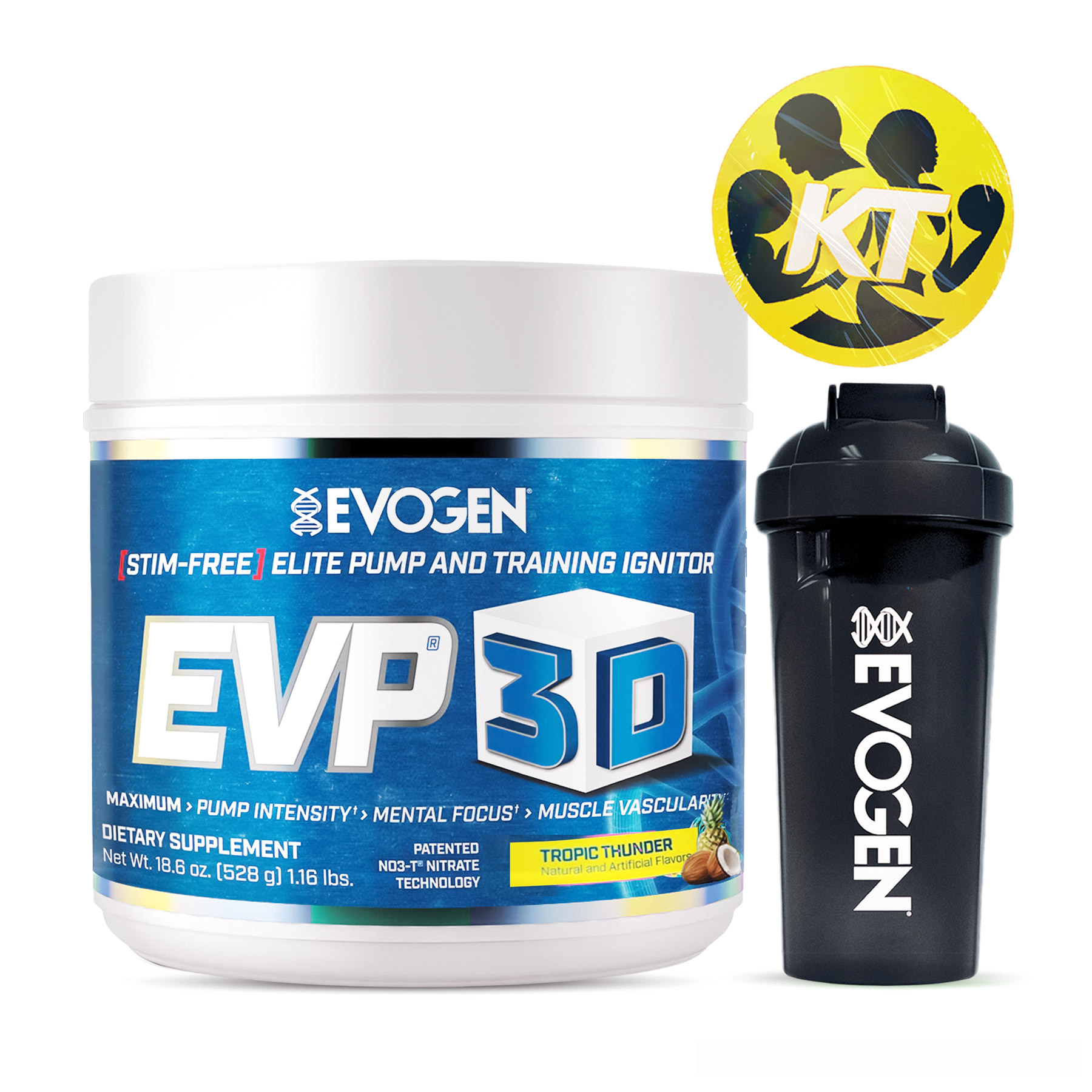 Combo Pre-workout EVOGEN EVP-3D Nguồn Năng Lượng Cao - Siêu Tăng Cơ Không Chất Kích Thích, Thích hợp cho Gymer tập luyện vào buổi tối &amp; Tặng kèm bình nước 600ml ( Màu ngẫu nhiên )