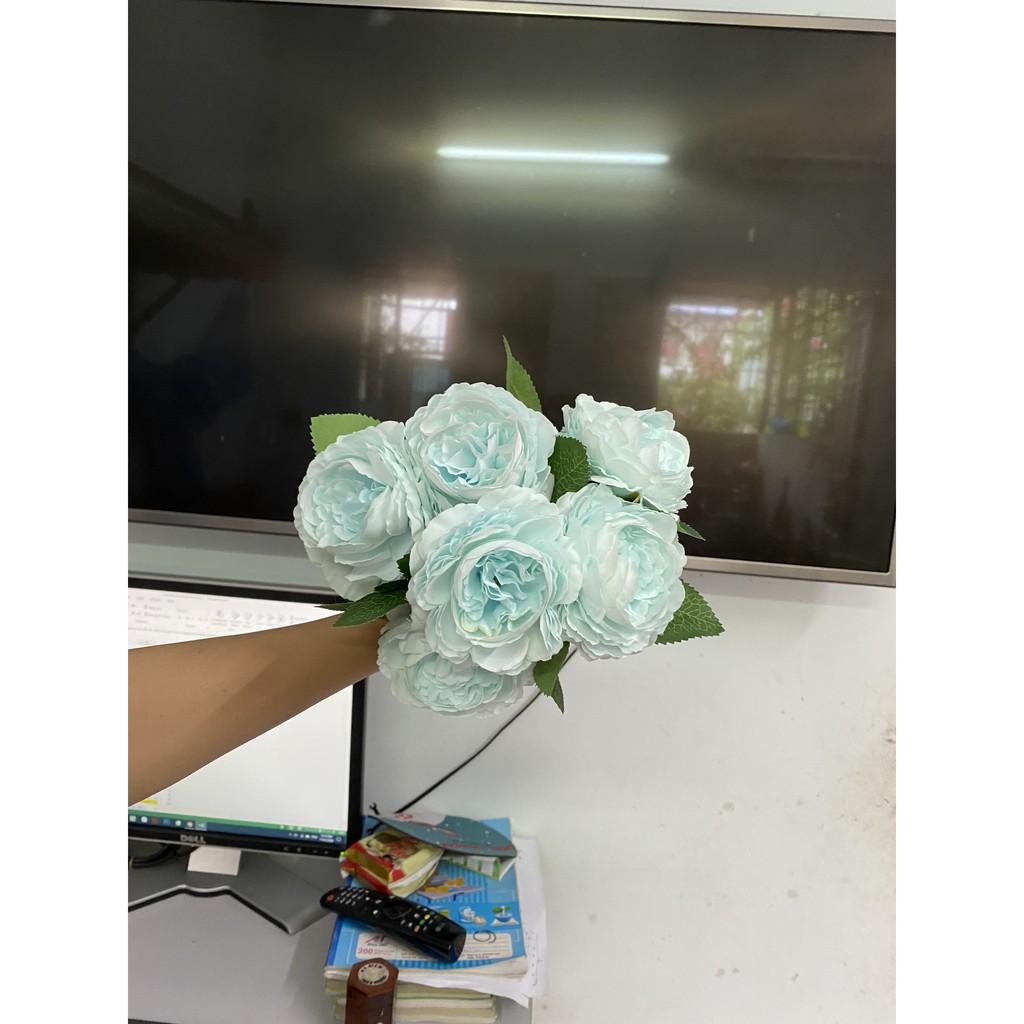 Siêu rẻ-Hoa giả-Hoa hồng lụa cao cấp dài 28cm bông to 9cm trang trí nội thất, phòng khách, văn phòng, sự kiện