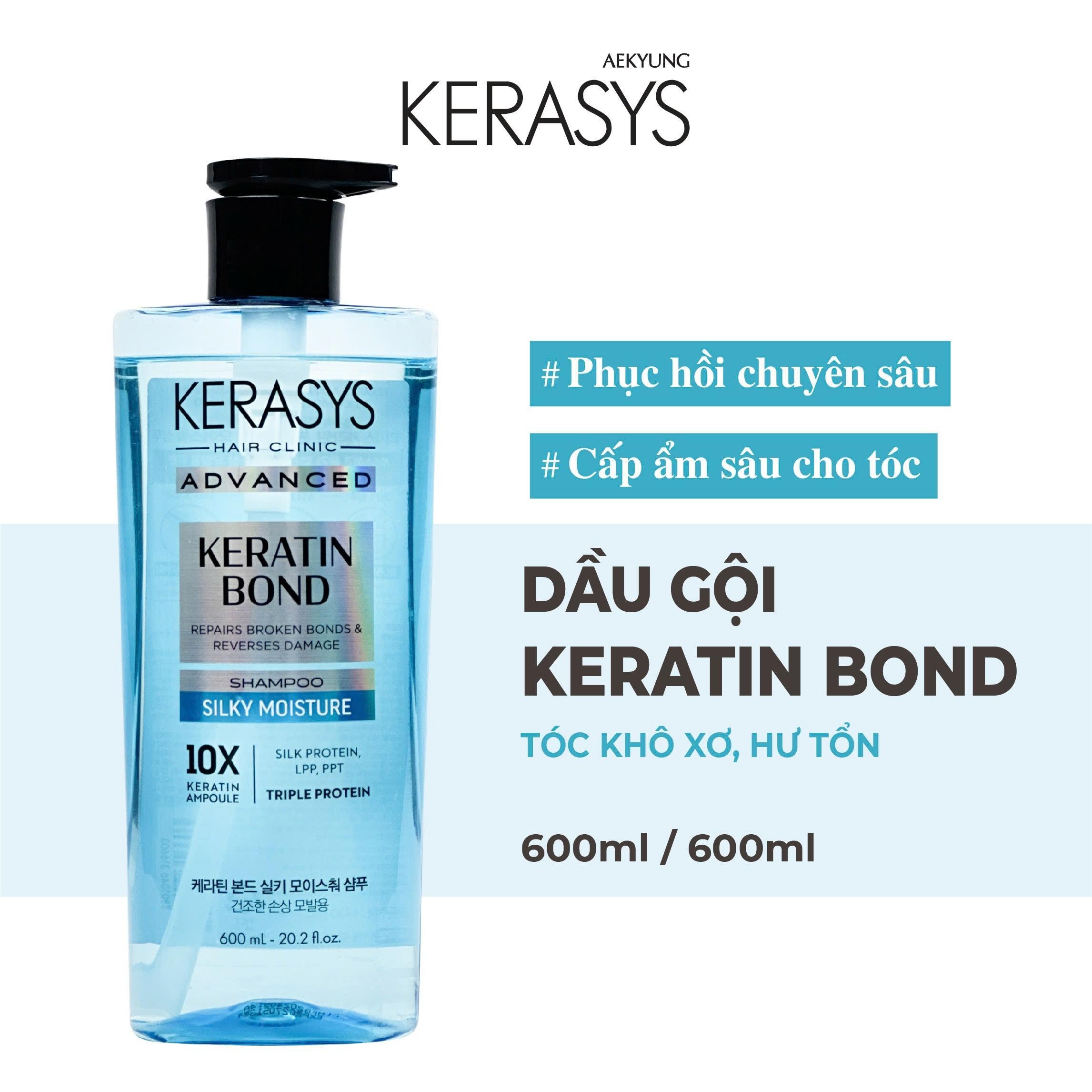 Dầu gội cao cấp Hàn Quốc Kerasys Keratin Bond Silky Moisture (Phục hồi và dưỡng ẩm chuyên sâu) 600ml