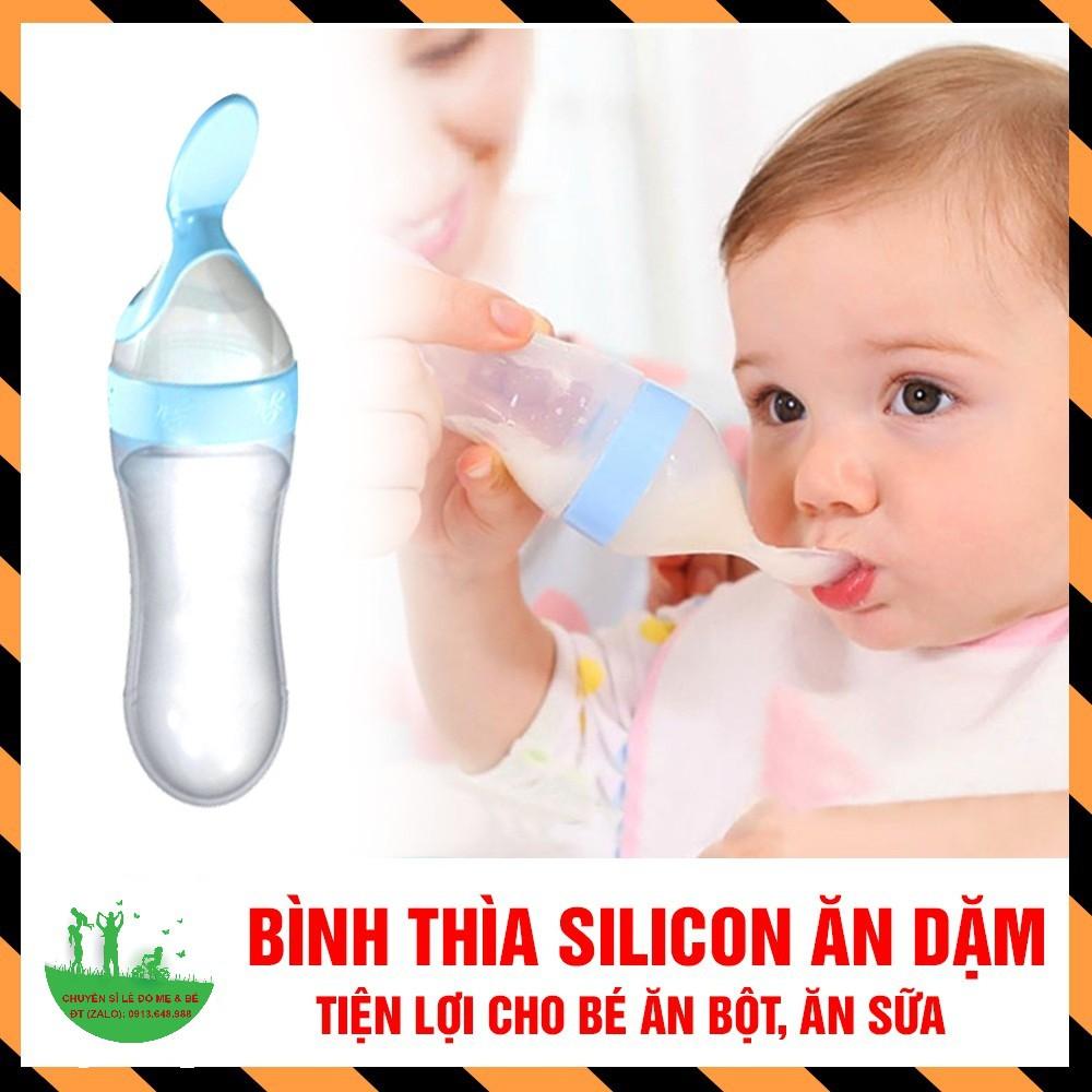 Bình bón cháo ăn dặm silicon có thìa cho bé