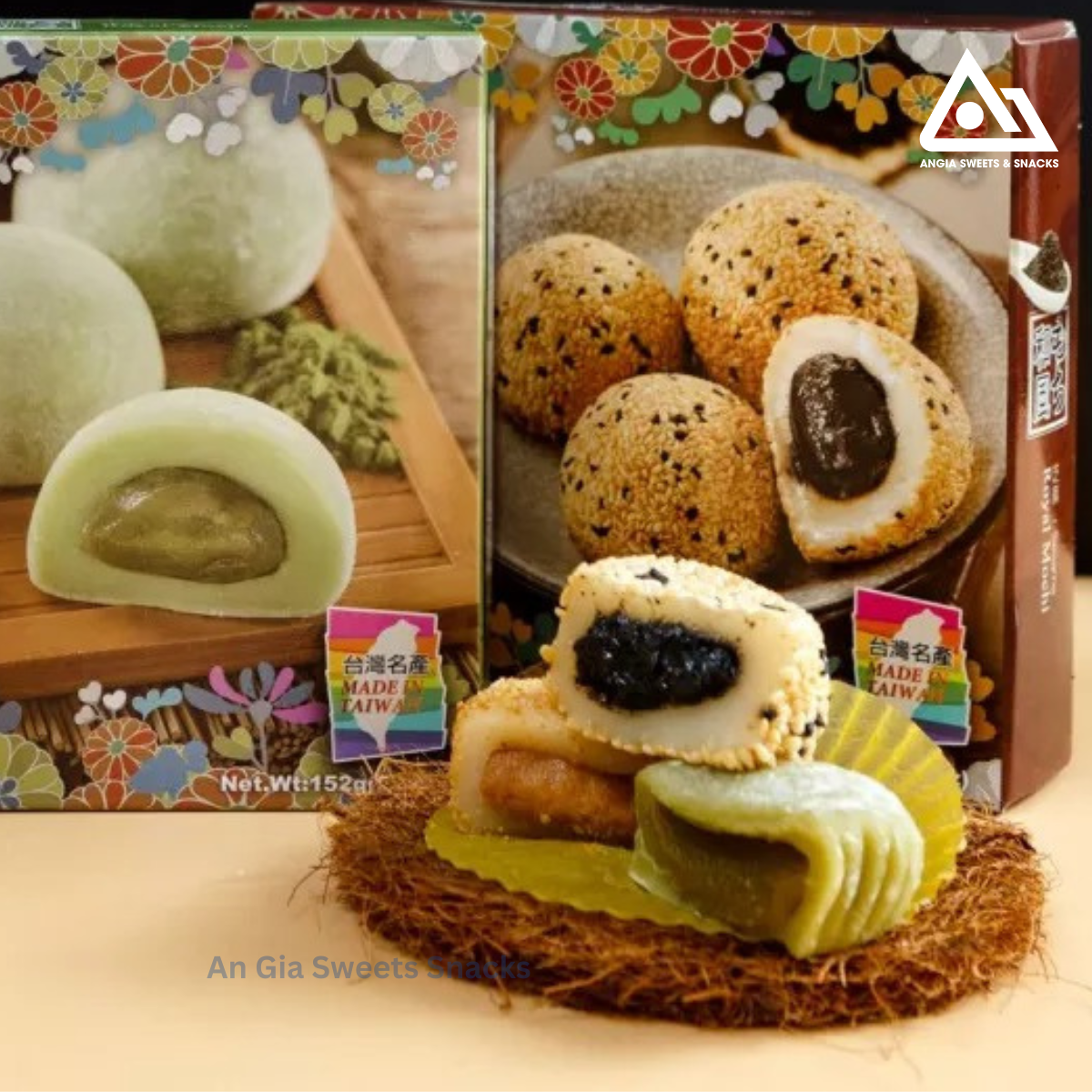 Bánh mochi Đài Loan Royal Family vị matcha trà xanh 152g- Hộp 4 bánh An Gia Sweets & Snacks