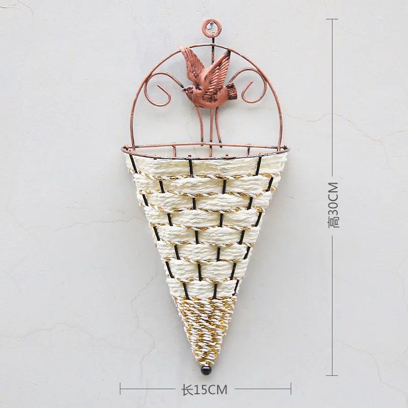 Giỏ Mây Đan Cắm Hoa Treo Tường, Cây Cảnh, Trang Trí Ban Công, Sân Vườn