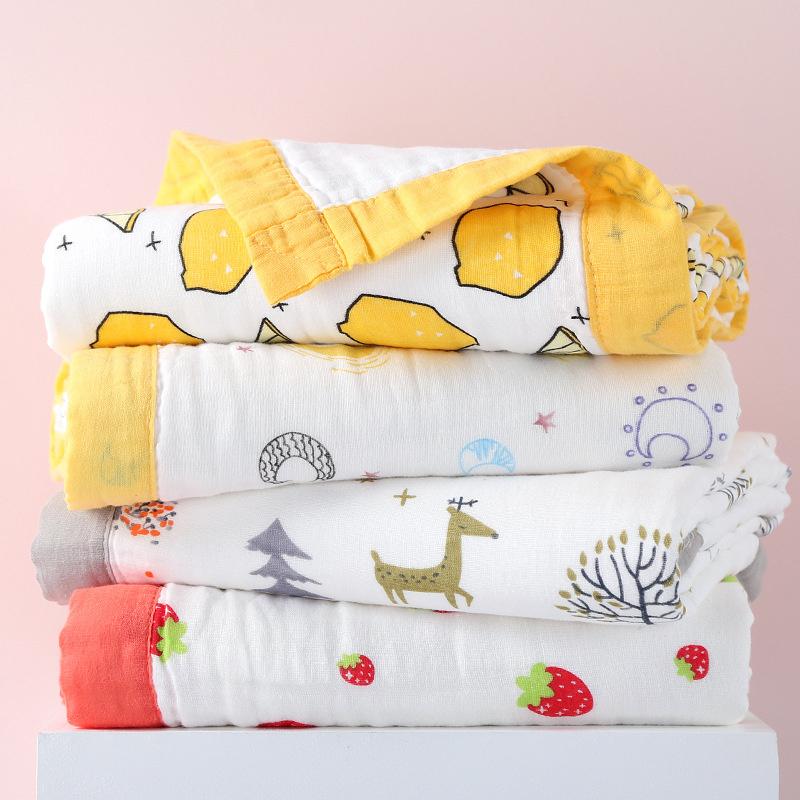Mới Hoạt Hình Muslin Khăn Cho Bé Chăn Đầm Tắm Bé Sơ Sinh Rửa Lau Chăn Ga Gối Tiếp Liệu 110x110CM