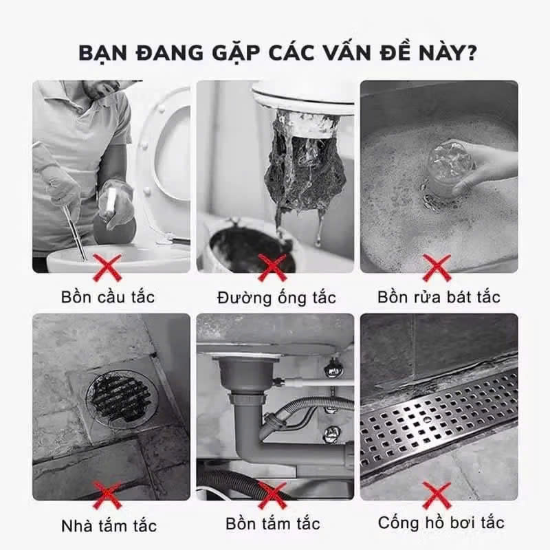 Bột thông cống cực mạnh bột thông bồn cầu, bồn rửa bát, đường ống, chai 260gram