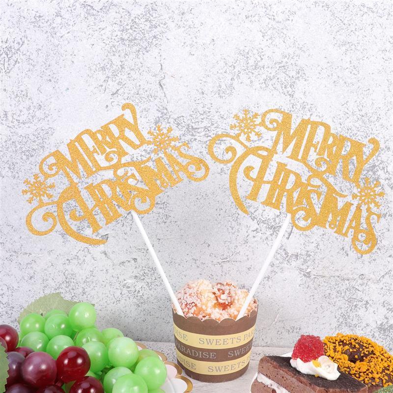 Que Cắm Trang Trí Bánh Kem Hình Chữ Merry Christmas