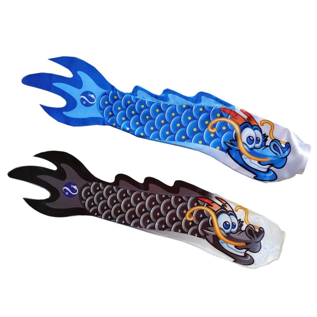 2x Outdoor Garden Windsock Flag Spinner Dragon Carp Streamer Wind Sock A+B