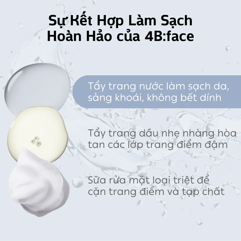 Nước tẩy trang micellar 4B:Face Bare Skin Cleansing Water 400ml 4bface