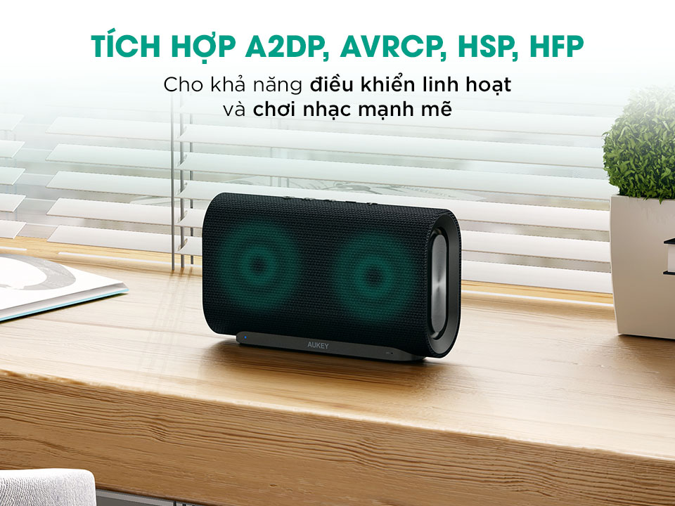 Loa Bluetooth Cao Cấp Aukey Eclipse SK-M30 Silver, Công Suất 2x10W, 12 Giờ Nghe Nhạc, Chất Liệu Woven Fabric - Hàng Chính Hãng