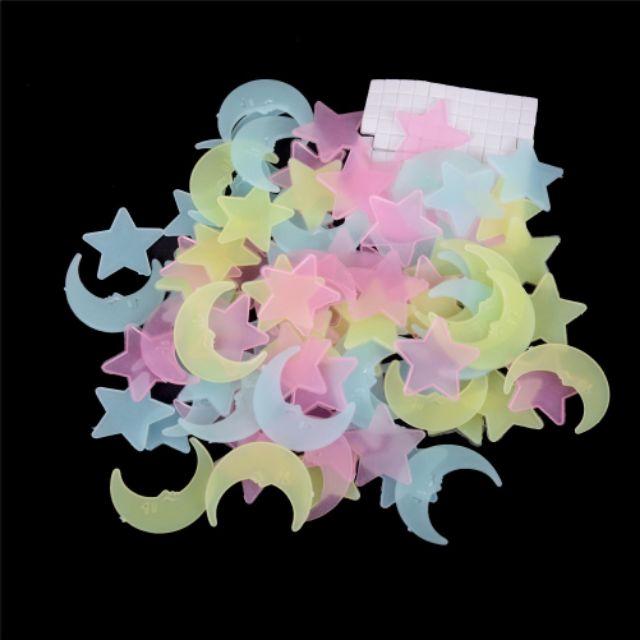 Bán Sỉ combo Gói 100 Trăng Sao dạ quang+ kèm băng keo