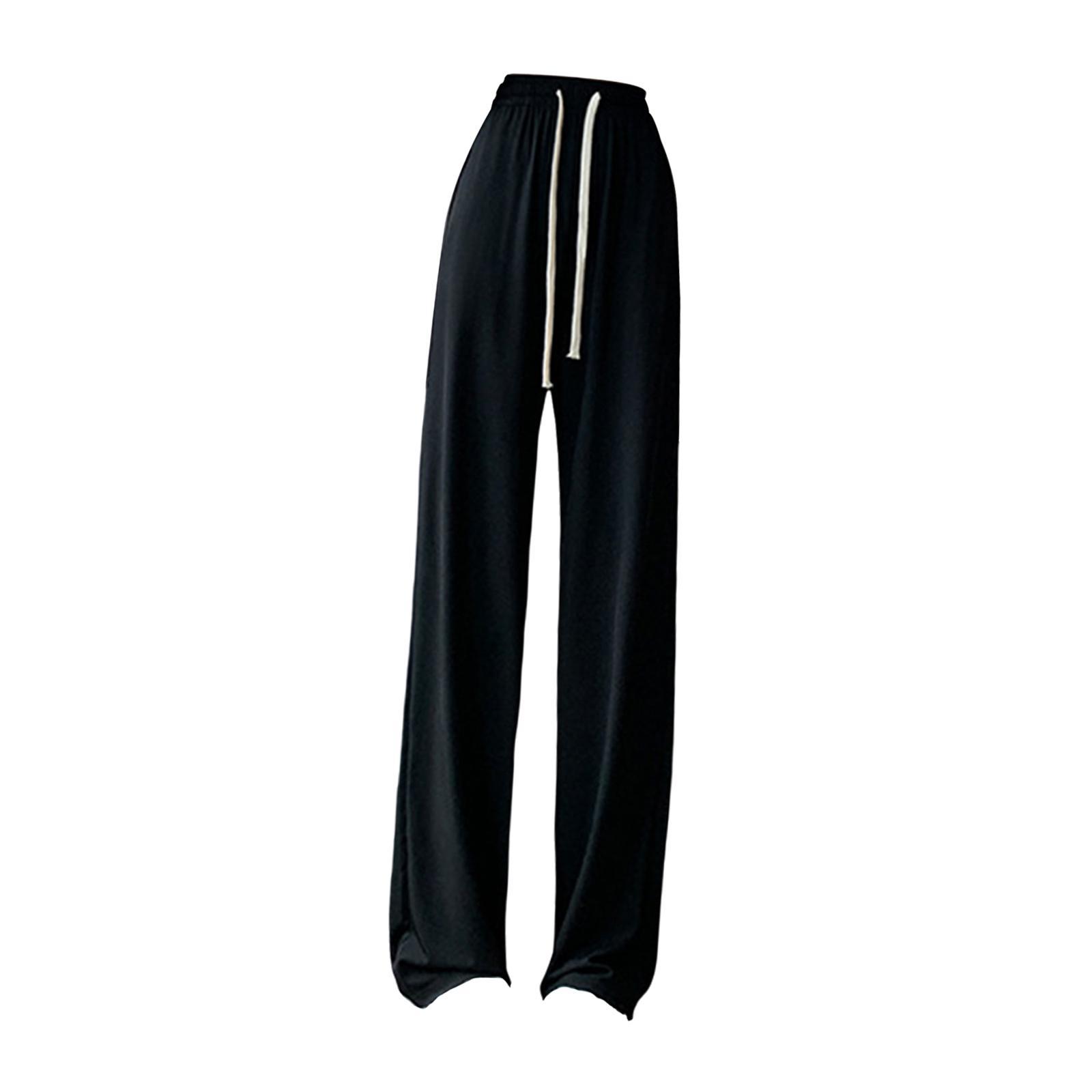 Womens Wide Leg Pants, Long Pants High Waist Pants All Match Girls Female Casual Lady Lounge Pants Loose Pants Straight Black Pants