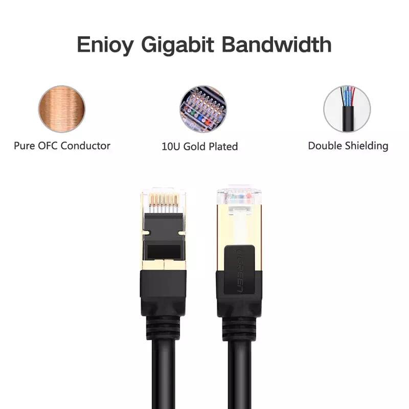 Ugreen UG11273NW107TK 10M màu Đen Cáp mạng LAN CAT7 STP chống nhiễu - HÀNG CHÍNH HÃNG