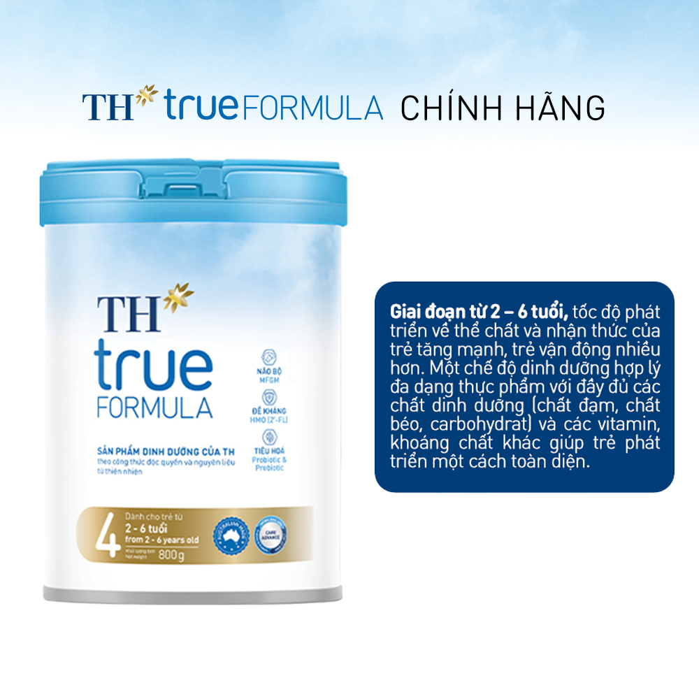 Combo 2 Sản phẩm dinh dưỡng công thức cho trẻ từ 2 đến 6 tuổi TH True Formula 4 800g