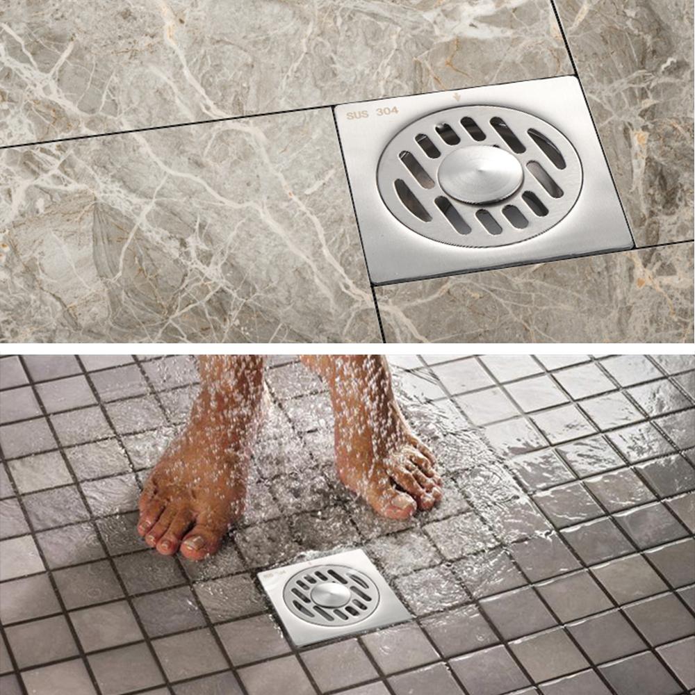 Ống thoát sàn nước sử dụng vật liệu inox 304 cao cấp, có lỗ thoát lớn, thiết kế ngăn chặn hiệu quả cặn bẩn chảy xuống cống.