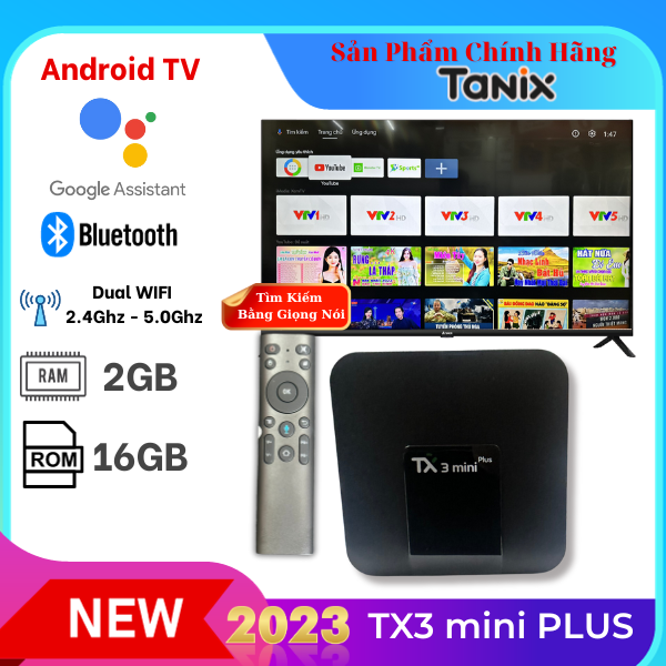 Android Tivi Box Tx3 Mini Plus 2023 - Android TV - Chip Allwiner H313 - Ram 2GB, Rom 16GB - Hàng Chính Hãng