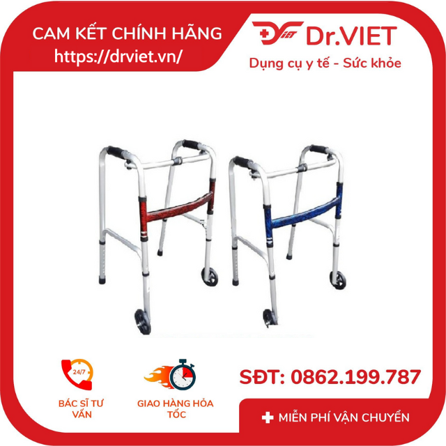 Khung tập đi Lucass W-57, giúp người tập đi sau tai nạn, tai biến, người già đi lại vững vàng hơn,có bánh xe tiện lợi