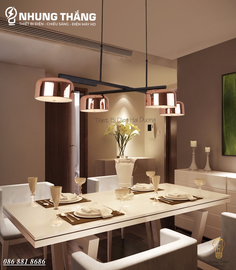Đèn Thả 4 Chao Đui Đồng DGT-1501 - Xoay 90 Độ - Decor Trang Trí Nội Thất Sang Trọng - Phong Cách Hiện Đại - Có Video