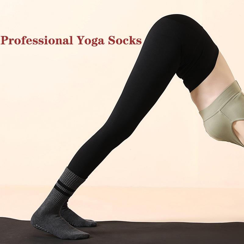 Vớ Yoga không trượt của phụ nữ với kẹp bông giữa bắp chân dài ấm thoáng khí nhảy múa thể dục thể thao tập thể dục ngoài trời Color: g