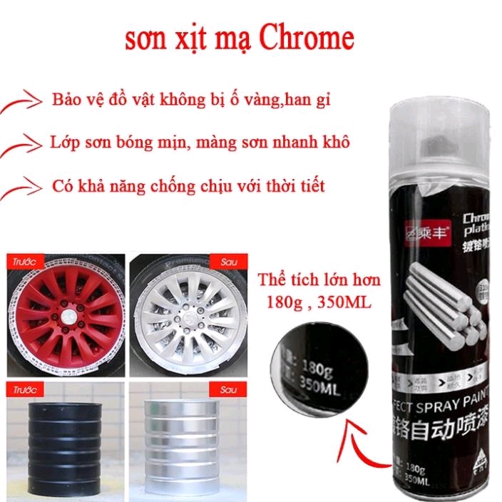 Chai sơn xịt mạ màu INOX công nghệ NANO bạc tráng gương, chai xịt làm mới inox, sơn bóng như inox chống gỉ sét