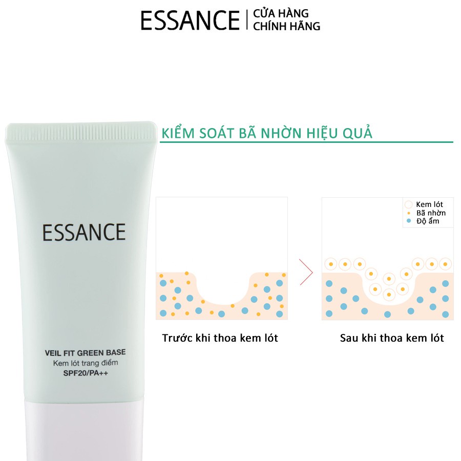 Kem lót hiệu chỉnh sắc da kiểm soát dầu Essance Veil Fit Green Base SPF20 PA++ 30ml